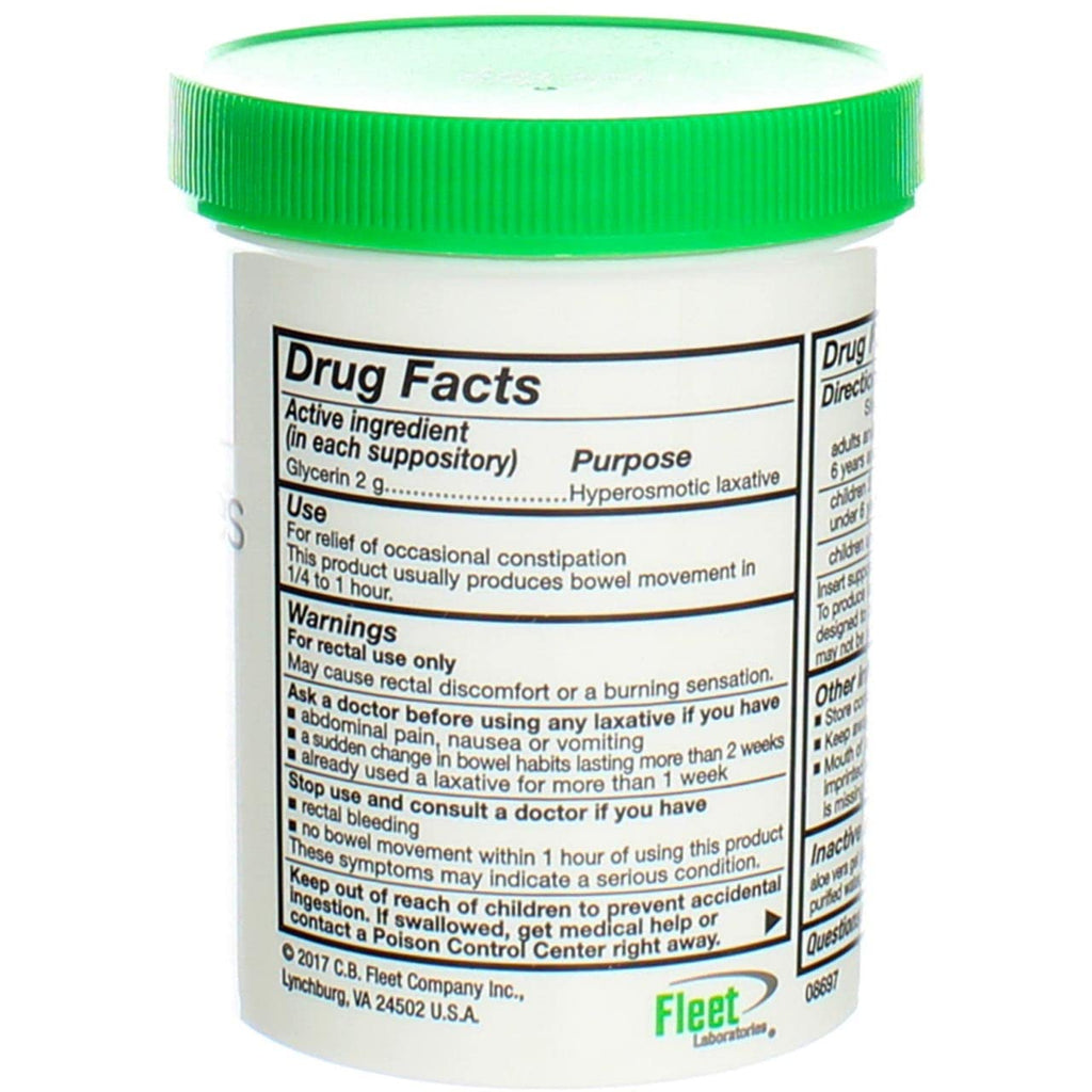 Fleet Laxative Glycerin Suppositories for Adult Constipation, 50 Count (2 Pack)