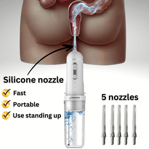 ENEMAPRO-200ml Travel Enema Kit for Fast Constipation Relief & Colon Cleanse | Use Standing, Sitting or Lying Down | 5 Nozzles, 