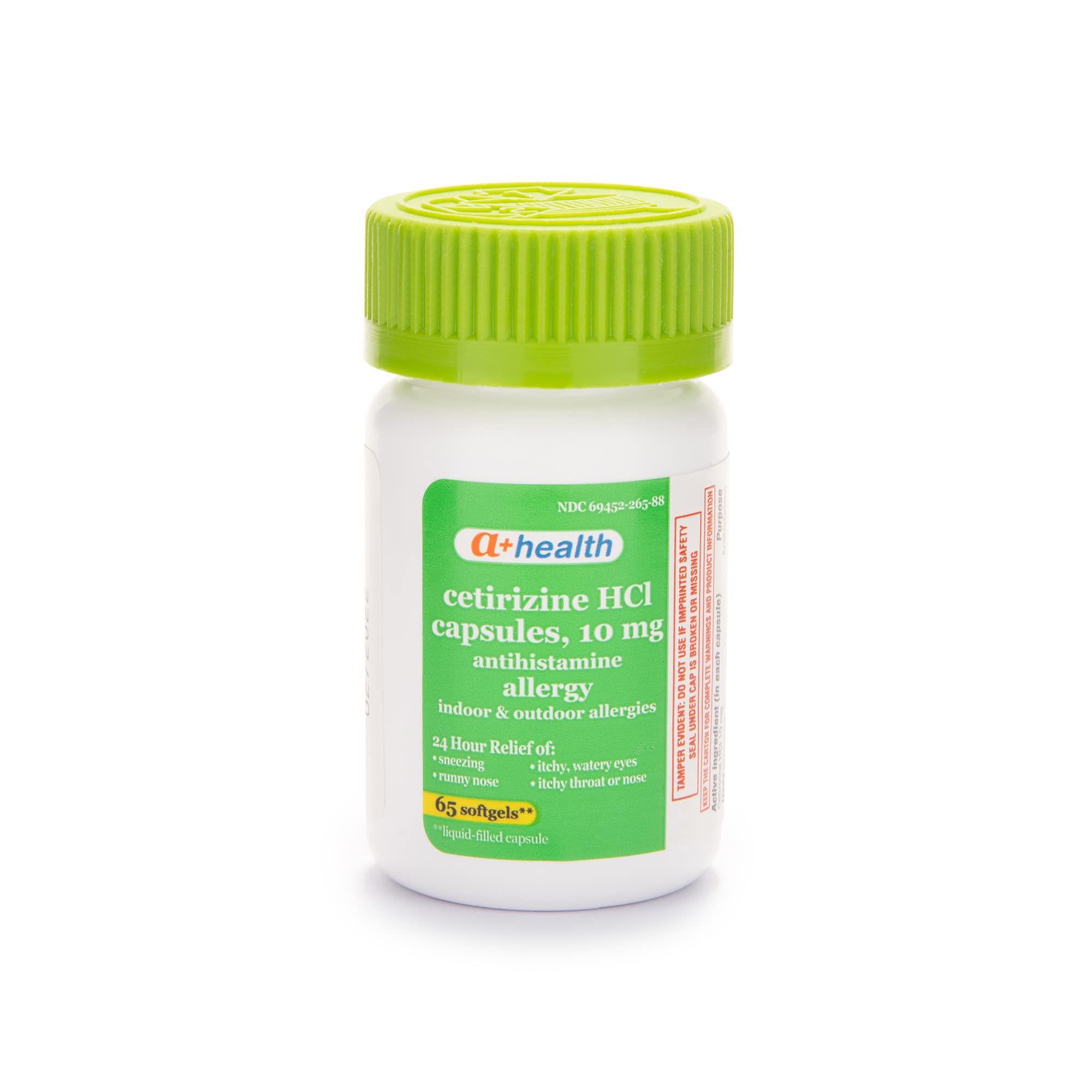 A+Health Cetirizine Hcl 10 Mg Liquid Gels, Antihistamine for 24 Hour Allergy Relief, 65 Count