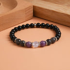 Gracayfr Anxiety Relief Bracelet Protection Black Tourmaline Labradorite Lepidolite Rose Quartz Healing Crystal Grief Support Gi