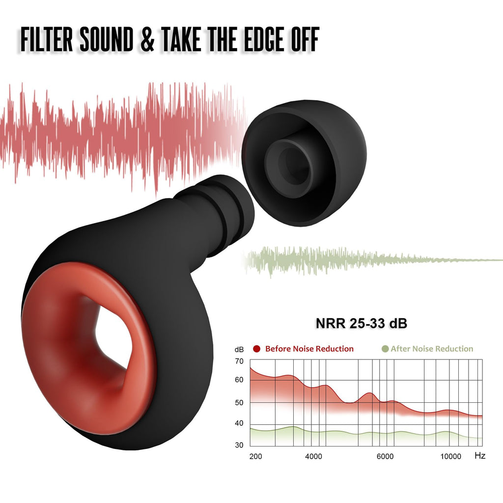 Concert Ear Plugs, 2 Pair BNU High Fidelity Noise Cancelling Earplugs Hearing Protection for Musicians,Festivals,Raves Sleep, 25