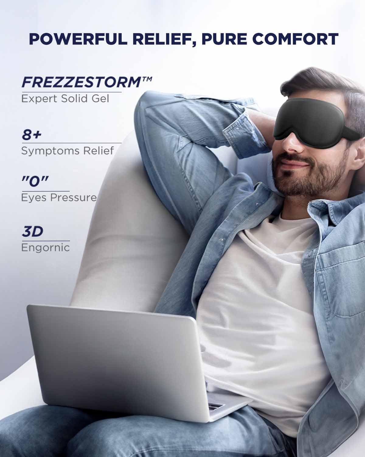 2 Pack 3D Cooling Gel Eye Mask - Reusable Cold Sleep Mask, Eyes Ice Pack with Hot & Cold Compress Therapy for Puffiness, Dark Ci