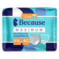Because Maximum Incontinence Underwear for Men - Heavy Bladder Leak Protection, Ideal for Overnight Leakage, Sleek, Invisible Fi