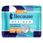 Because Maximum Incontinence Underwear for Men - Heavy Bladder Leak Protection, Ideal for Overnight Leakage, Sleek, Invisible Fi