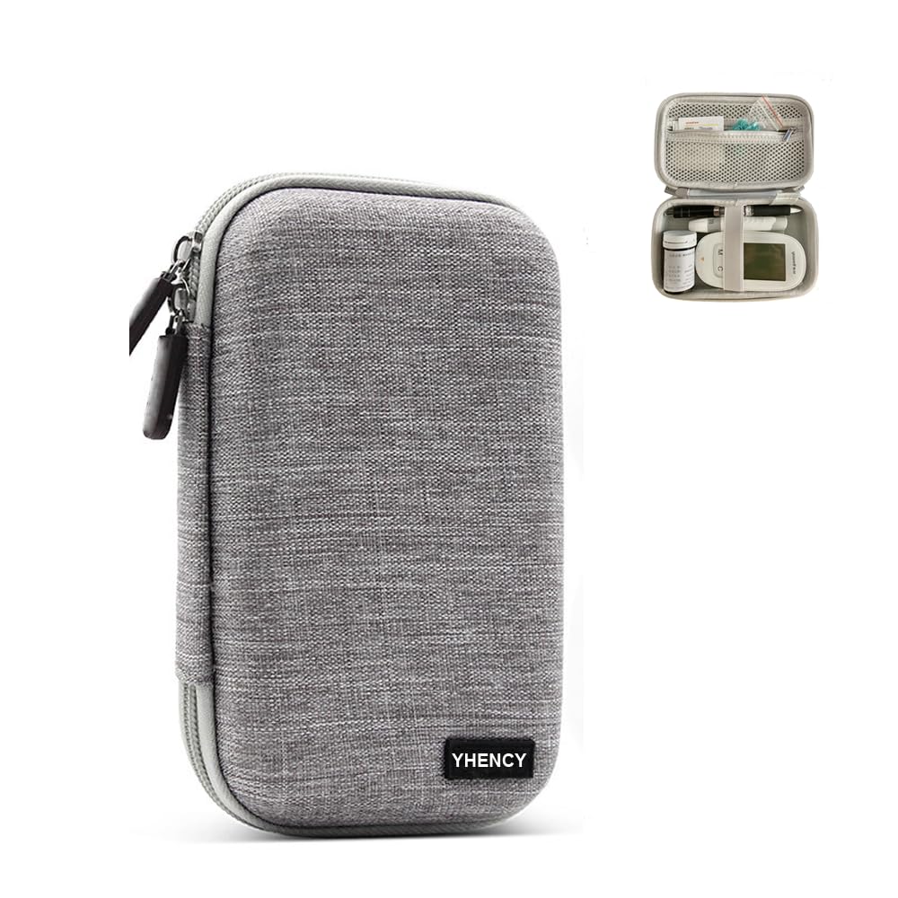 Hard Shell Diabetic Supplies Bag Carrying Case Organizer For Diabetes Testing Kit, Blood Glucose Monitor Kit with Meter, Blood S