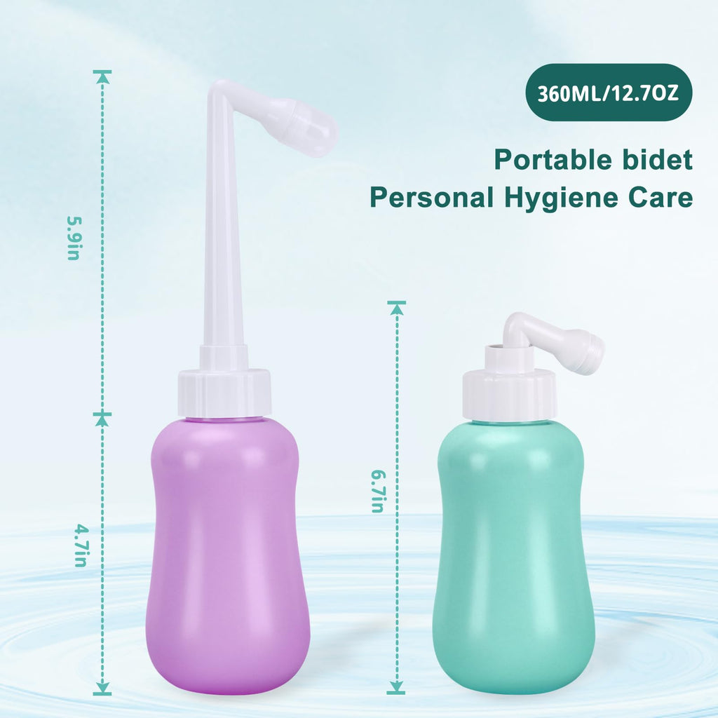 GOLDEN DEER 2 Pack Peri Bottle for Postpartum Care for Perineal Recovery 12.7 OZ Purple&Turquoise