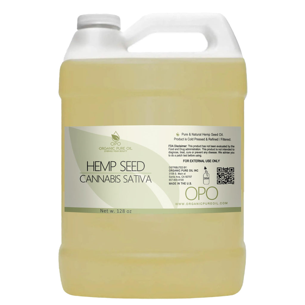 Hemp Seed Oil - Pure, Refined, Cold Pressed, All-Natural Non-GMO, Extra Virgin, Unscented, Carrier Oil - Bulk 128 oz / 1 Gallon 