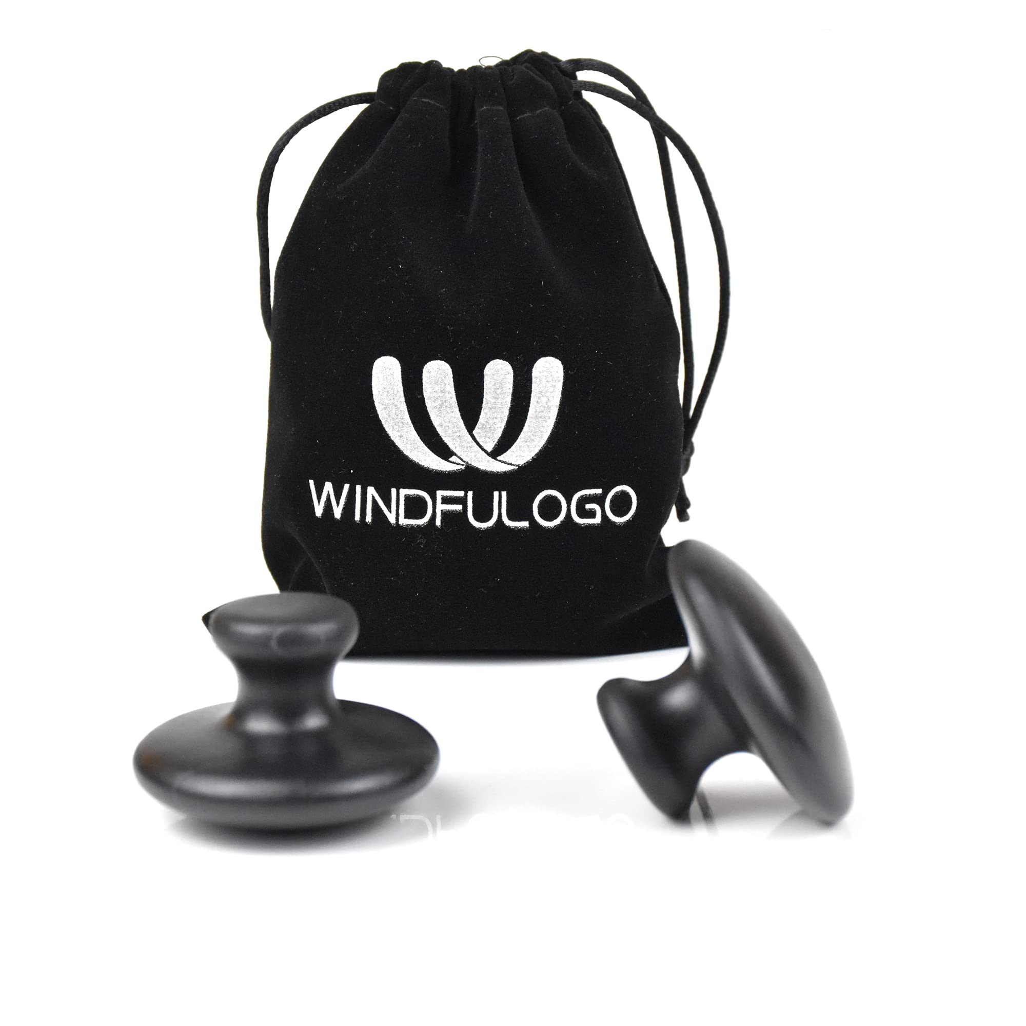 Windfulogo 2 Pcs Mushroom Shaped Massage Stones Natural Bian Stone Hot Rock for Spa Massage