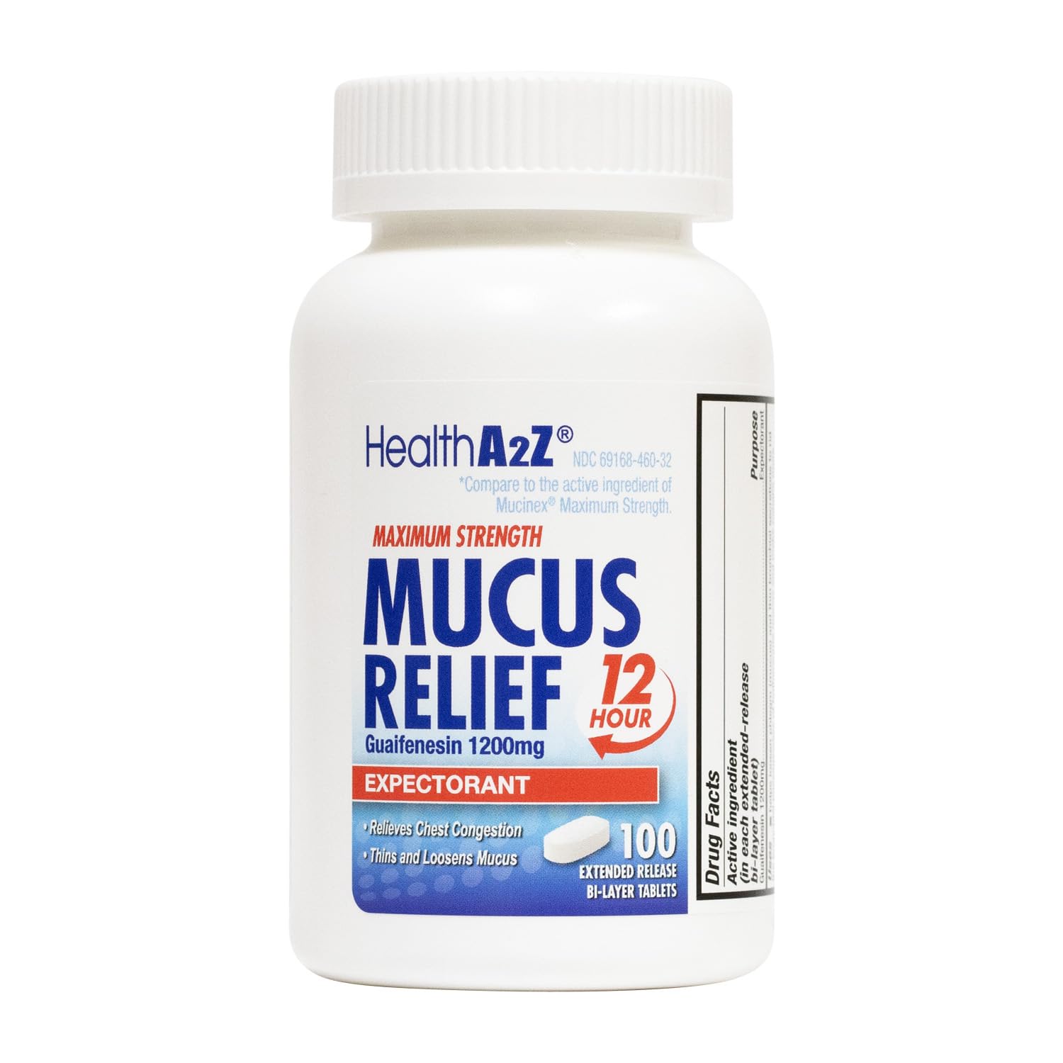 HealthA2Z Mucus Relief | Guaifenesin 1200 mg | 50 Tablets | Maximum Strength | 12 Hour | Expectorant | Relieves Chest Congestion