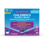Rite Aid Childrens Non-Drowsy Allergy Relief Chewable Tablets, Grape Flavor, Loratadine, 5 mg - 30 Count | Childrens Allergy M