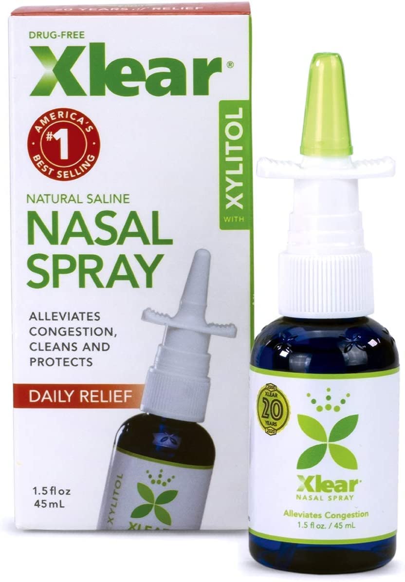 Xlear Nasal Spray, Natural Saline Nasal Spray with Xylitol, Nose Moisturizer for Kids and Adults, 1.5 fl oz (Pack of 3)