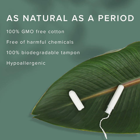 Veeda 100% Natural Cotton Tampons - Regular Absorbency with leak proof protection - Compact BPA-Free Applicator - Unscented & Fr