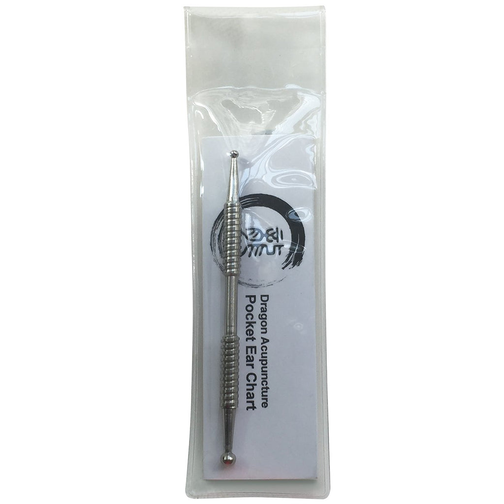 Dual Head Tip Acupuncture Ear and Body Point Probe Pocket Ear Chart and Pouch