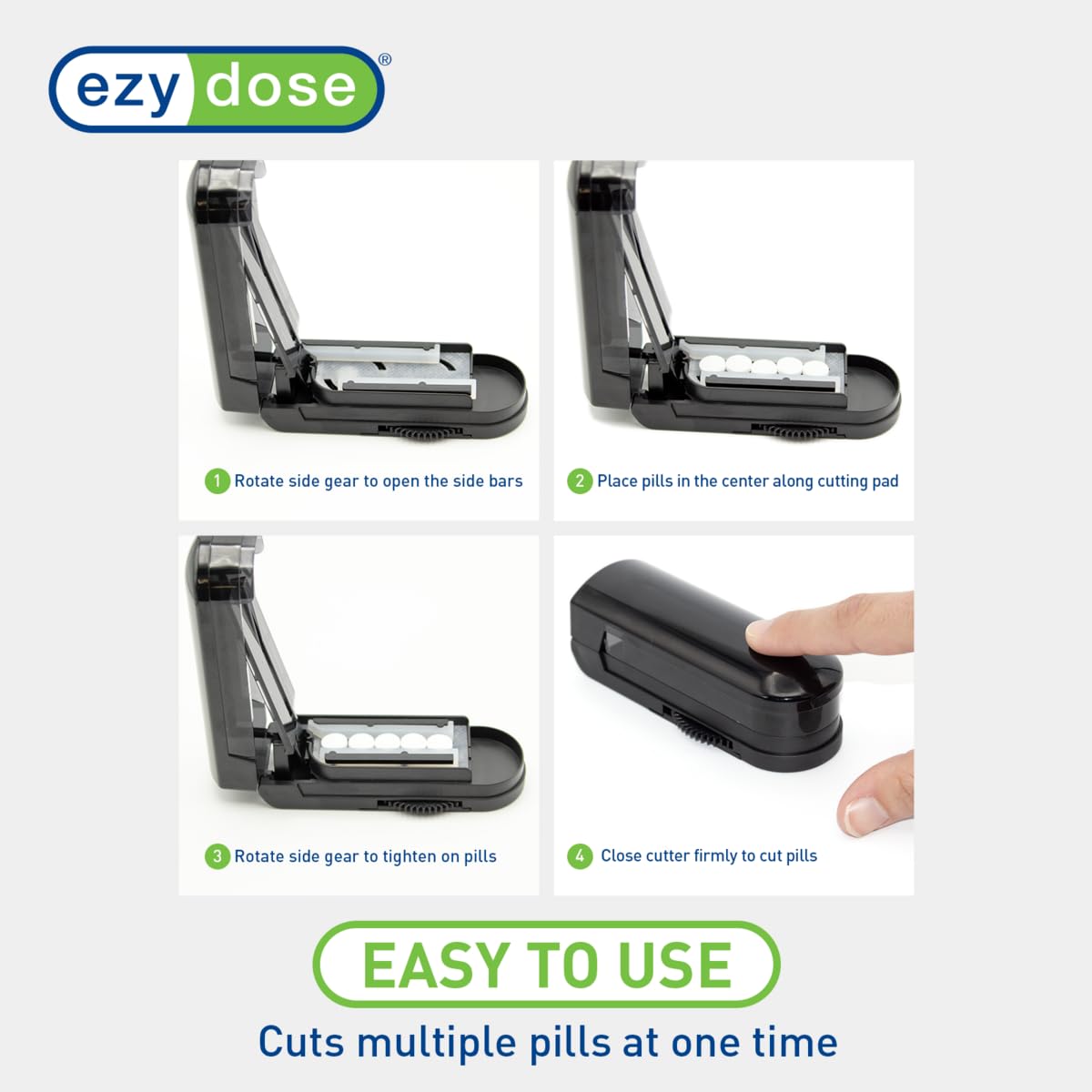 EZY DOSE Pill Cutter and Splitter with Dispenser, Cuts Pills, Vitamins, Tablets, Stainless Steel Blade, Travel Sized