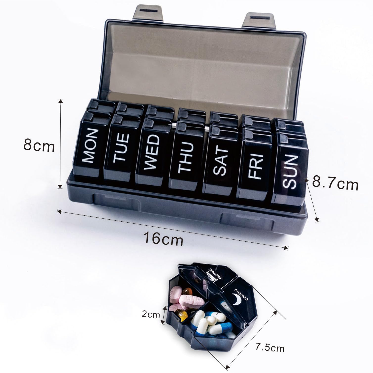 Weekly Pill Organizer 4 Time a Day,Pill Dispensers, Pill Box 7 Day with 28 Extra Large Compartments Portable Travel ,4 Times a D