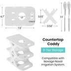 Calvana Detachable 3-Tier Storage Countertop Caddy, Includes 2 Cleaning Brushes for Nose Pillows, Nasal Care System Drying Rack,