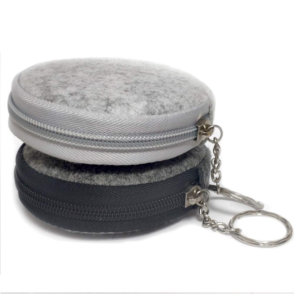 2PCS INVODA Portable Pill Box Storage Bag Soft Felt Zipper Pouch to Protect Medicine Cases from Breakage & Scattering Light Gray