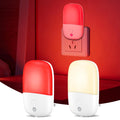 670nm Red Light Night Light for Sleep Therapy, [2 Pack]  2 Color Modes, Zero Blue Light, Auto Dusk to Dawn Sensor, 0.5W Dimmabl