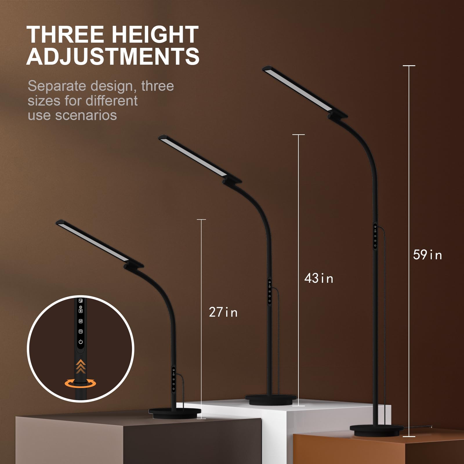 Sozapooty Happy Lamp,10000 Lux Sun Light, Floor Daylight Lamp with Remote & Touch Control & Adjustable Gooseneck for Reading/Off