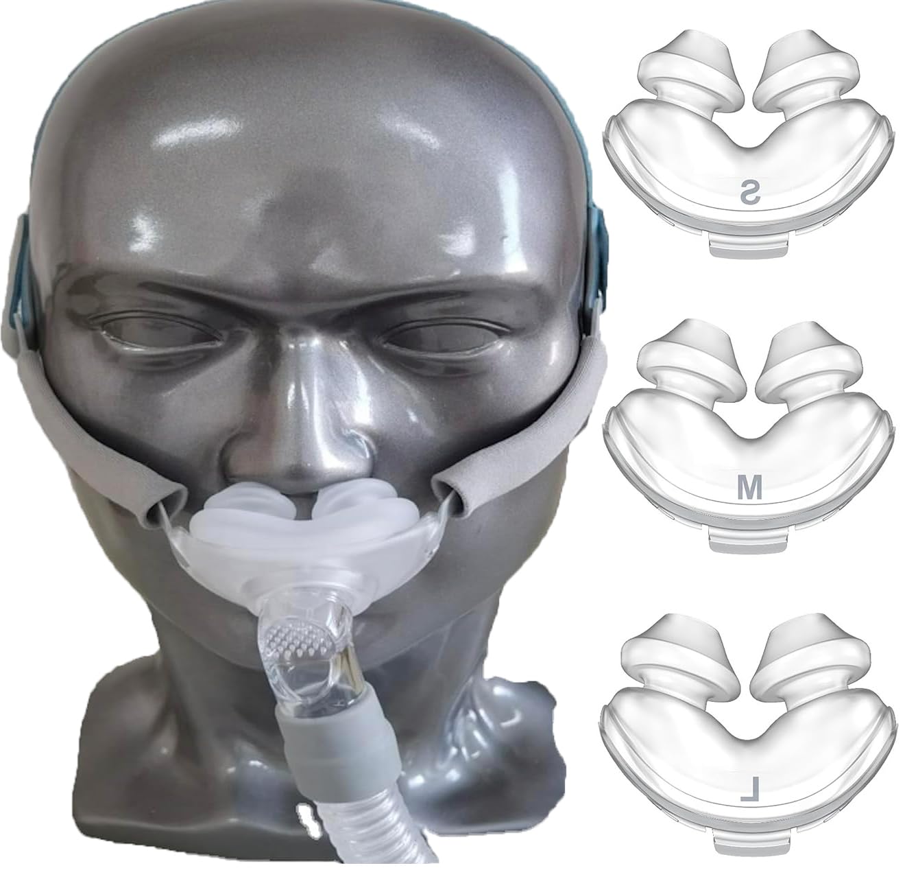 Unsvorns Nasal Pillow Replacement Kit, Nose Pillows Frame System Assembly, Small, Medium, and Large Nose Adapter Nasal Pillows