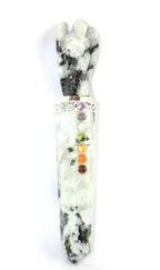 Jet Energized Rainbow Moonstone Angel Chakra Wand Stick Approx. 5-5.5 inch Charged Cleansed Programmed Pure Genuine Stick HANDCA