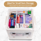 DOUKE 22qt Medicine Organizer Storage Box - Plastic First Aid Box Empty with Lid, Stackable Medical Container with Handle & Whee