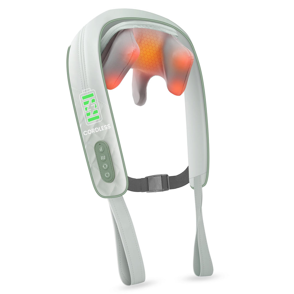 Snailax Cordless Shiatsu Neck Massager with Heat, 4D Kneading Back Shoulder Massager Deep Tissue, Larger Massage & Heating Area,