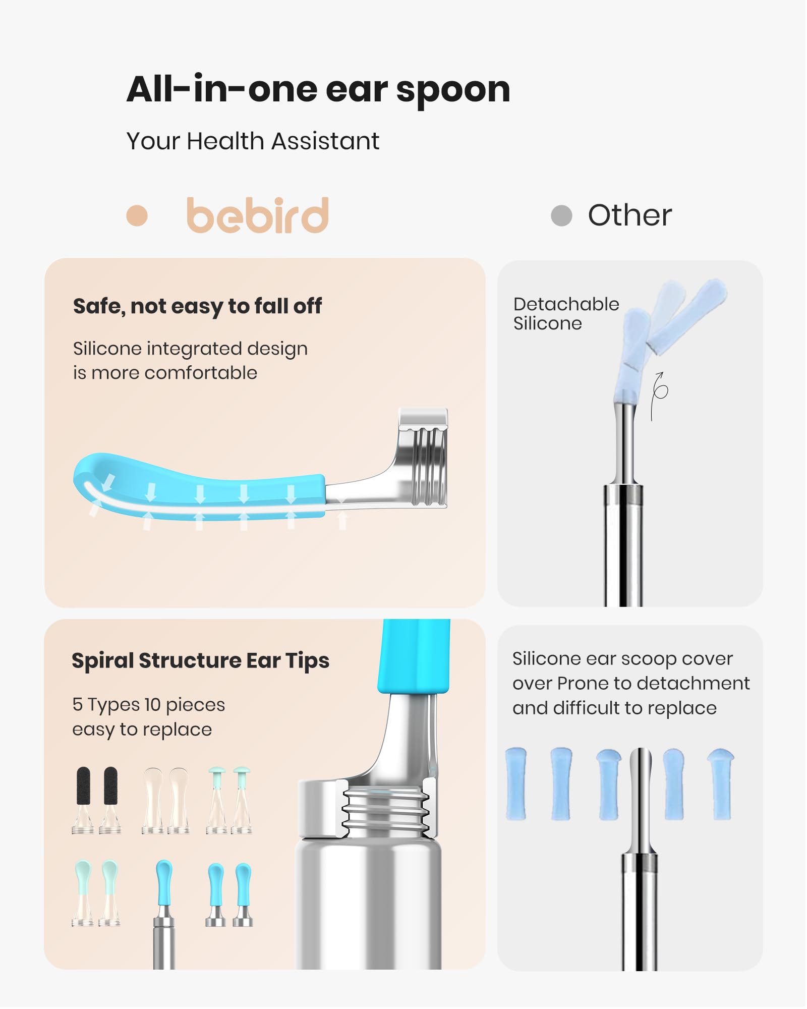 BEBIRD R1 Wax Removal Tool for Ear - Spade Ear Canal Cleaner with Camera 1080P Earscope, Wax Remove Ear Picker with Vari Replace