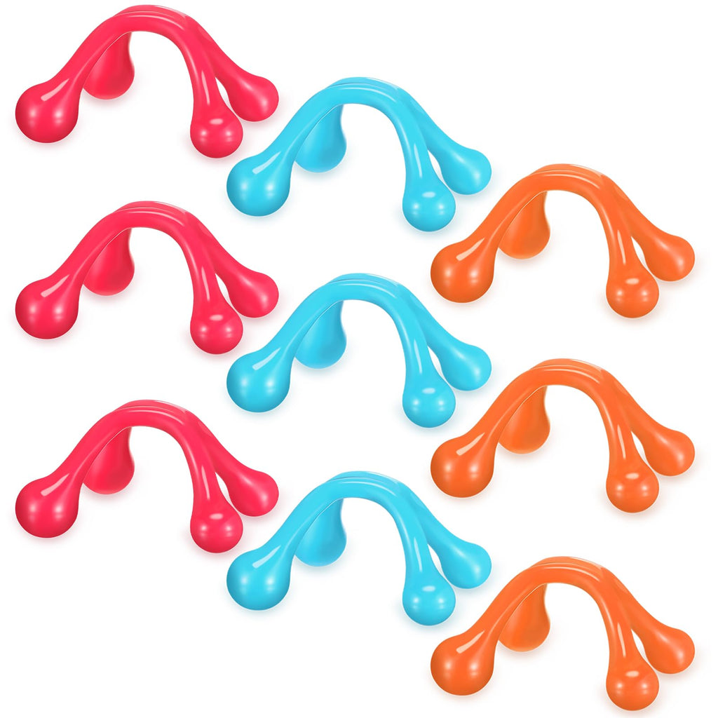 Liliful 9 Pcs 4 Point Massage Tools Christmas Gift Office Gift Small Hook Massager Handheld Palm Shaped Manual Back and Neck Mas