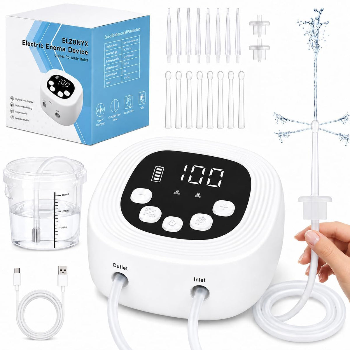 Enema Kit for Colon Cleanse with LCD Display & Flow Speed Control