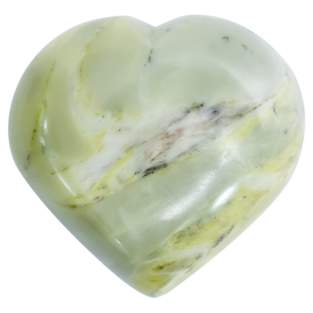 ZAICUS 50mm Serpentine Polished Heart Stone, Healing Crystal Palm Worry Pocket Heart Love Stones for Tumble Collection | Reiki S