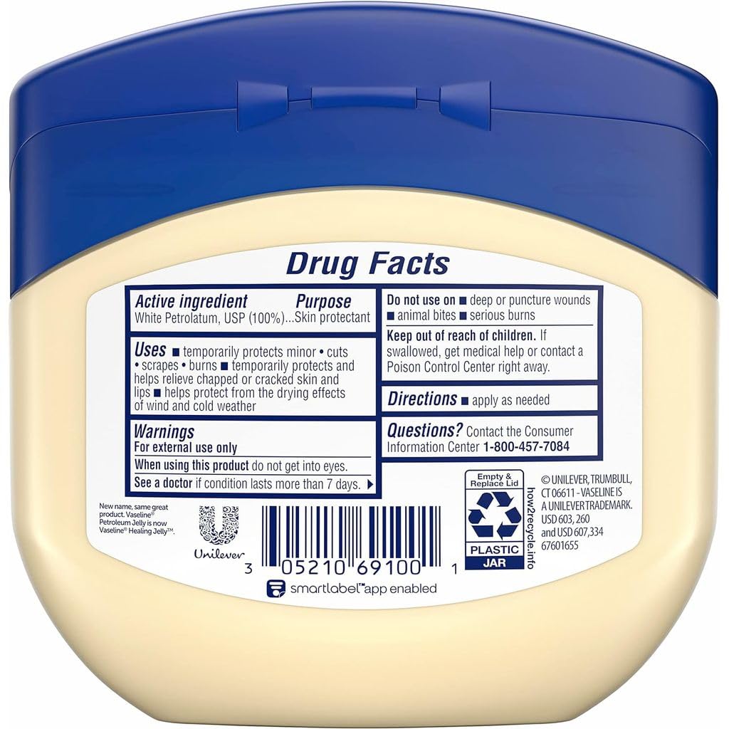 Vaseline 100% Pure Petroleum Jelly, Original Skin Protectant, 13 Oz (Pack of 2)