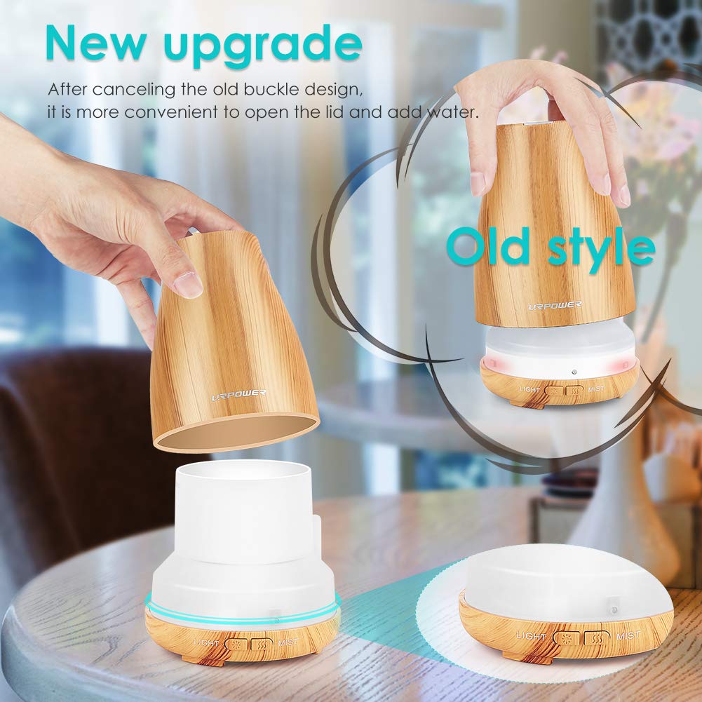 URPOWER 2nd Version Essential Oil Diffuser Aroma Essential Oil Cool Mist Humidifier with Adjustable Mist Mode, Waterless Auto Sh