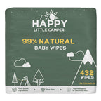 Happy Little Camper Natural Baby Wipes Unscented - Hypoallergenic & Chlorine-Free Wet Wipes with Aloe Vera, Chamomile and Pomegr