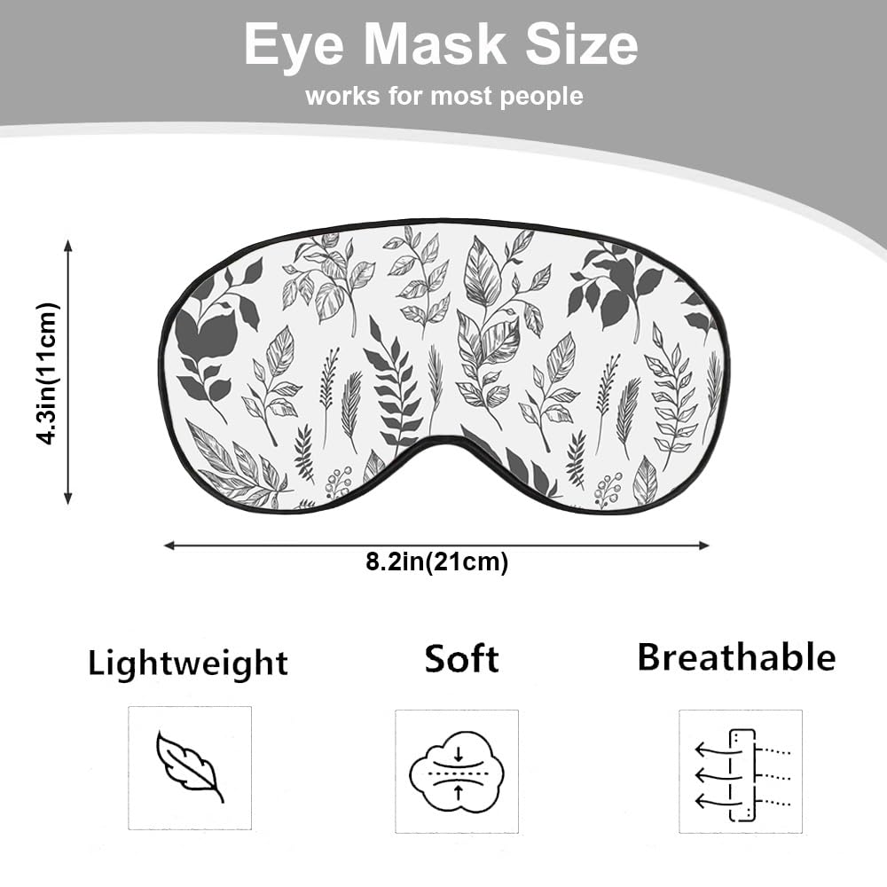 NOHSHE Leaves Sleep Eye Mask Hand Drawn Decorative Elements Silk Eye Mask Sleeping Soft Eye Shade Cover for Men Women Boy Girl A