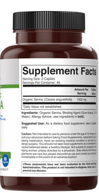 Brieofood Organic Senna 1500mg, 45 Servings, Vegetarian, Gluten Free, 90 Vegetarian Tablets