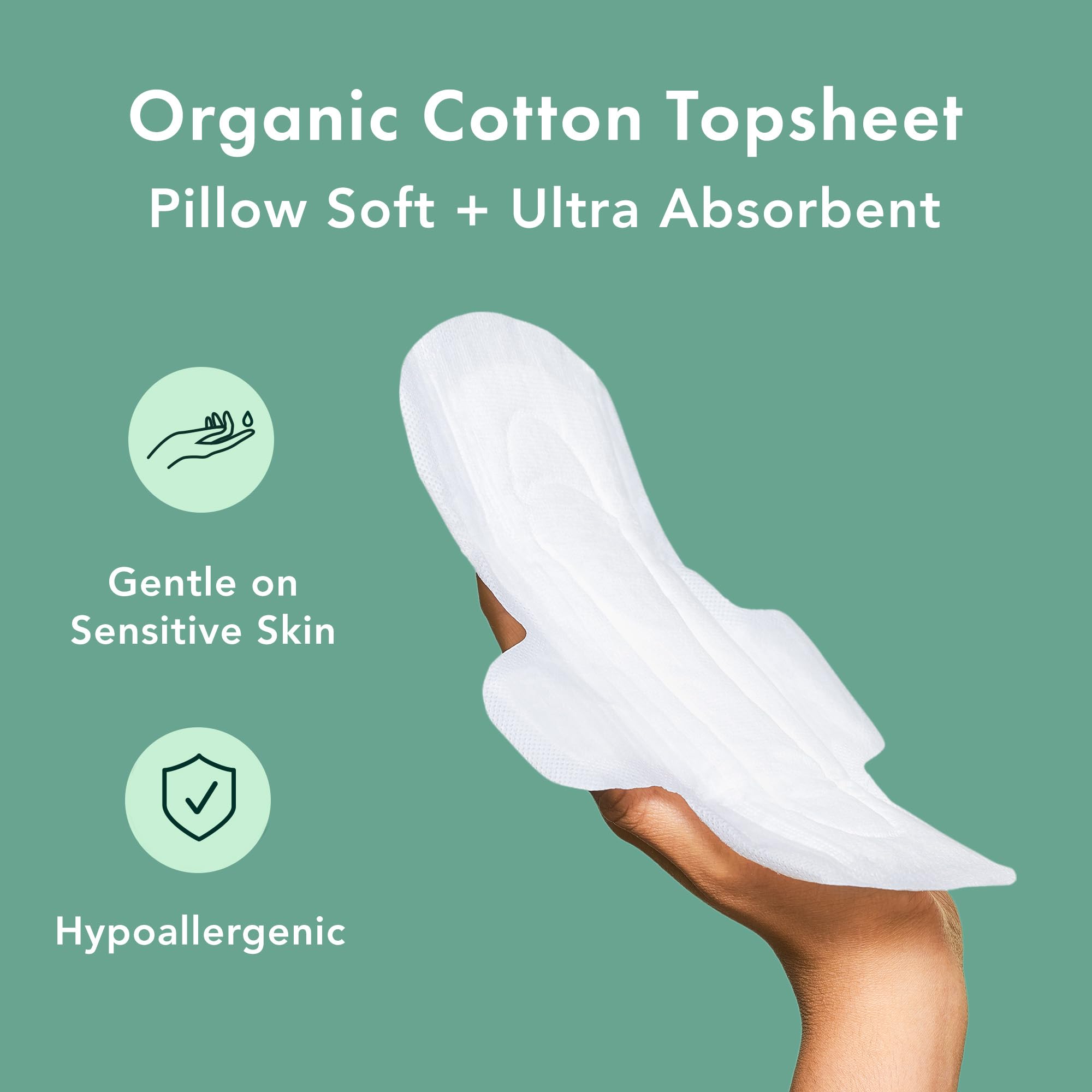 Rael Pads for Women, Organic Cotton Cover - Period Pads with Wings, Feminine Care, Sanitary Napkins, Light Absorbency, Unscented