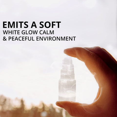 NORTHLANDZ Selenite Crystal Skyscraper Tower, Healing & Calming Effects, Cordless Meditation Stones, 10 cm Each - 3 Pack, White