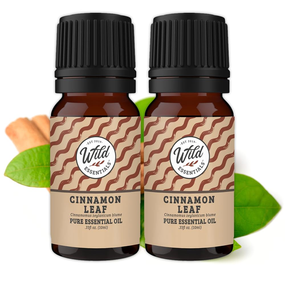 Wild Essentials Cinnamon Leaf 100% Pure Essential Oil 2 Pack - 10ml, Pure, undiluted, Uplifting for Health and Beauty