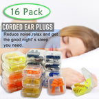 Ear Plugs for Sleeping,16 Pairs Noise Canceling Soft Reusable Silicone Earplugs Waterproof Noise Reduction Earplugs for Concert,