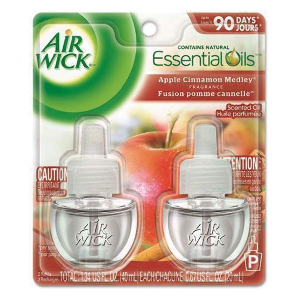 Air Wick Plug in Scented Oil Refill, 2ct, Apple Cinnamon Medley, Fall Scent, Essential Oils, Air Freshener