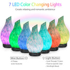 Essential Oil Diffuser 120ml Ultrasonic Aromatherapy Diffuser with Handmade Glass BPA Free, Auto Shut-Off 4 Timer Setting 7 Colo