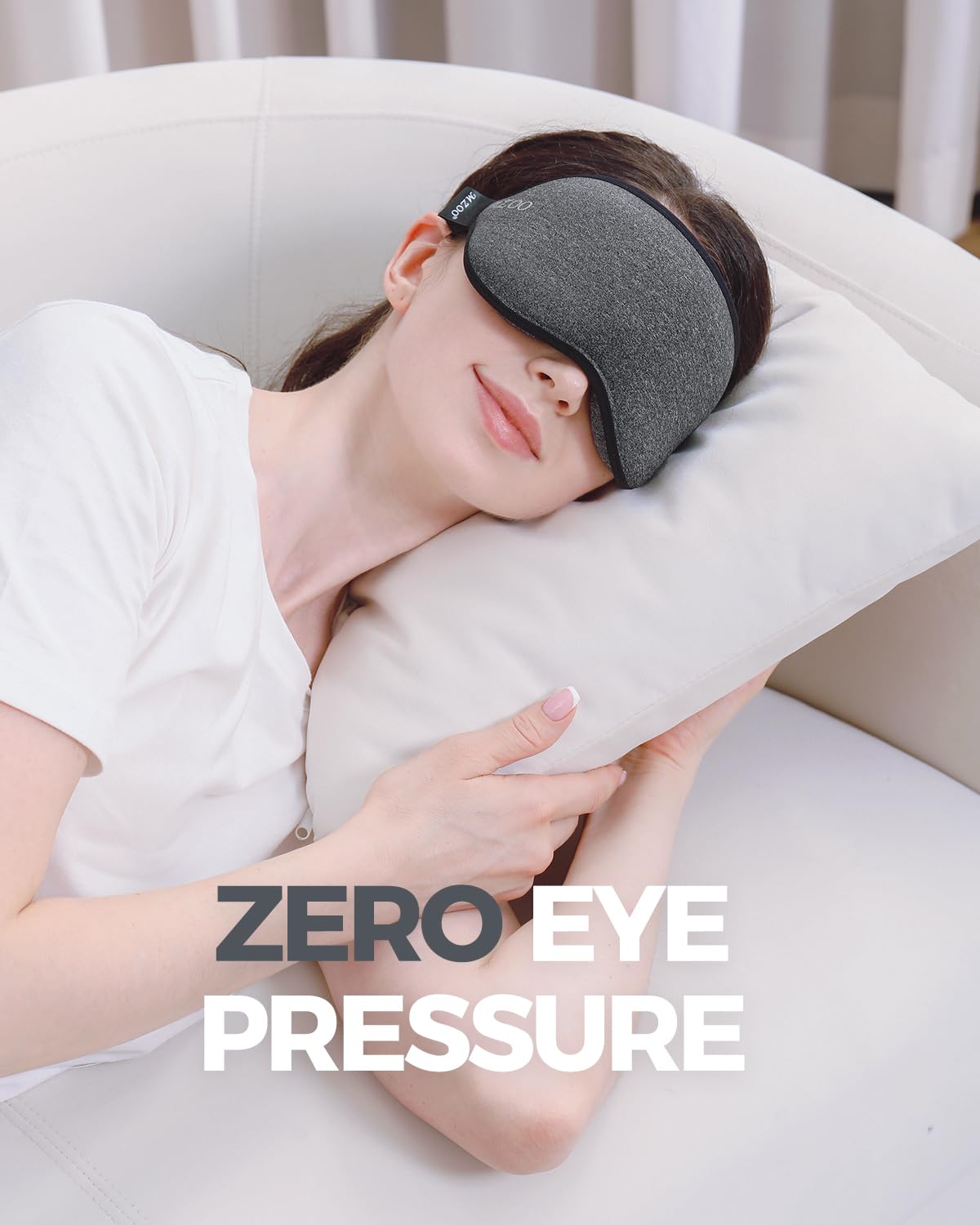 MZOO Luxury Sleep Mask for Back and Side Sleeper, 100% Block Out Light Sleeping Eye Mask for Women Men, Zero Eye Pressure 3D Con
