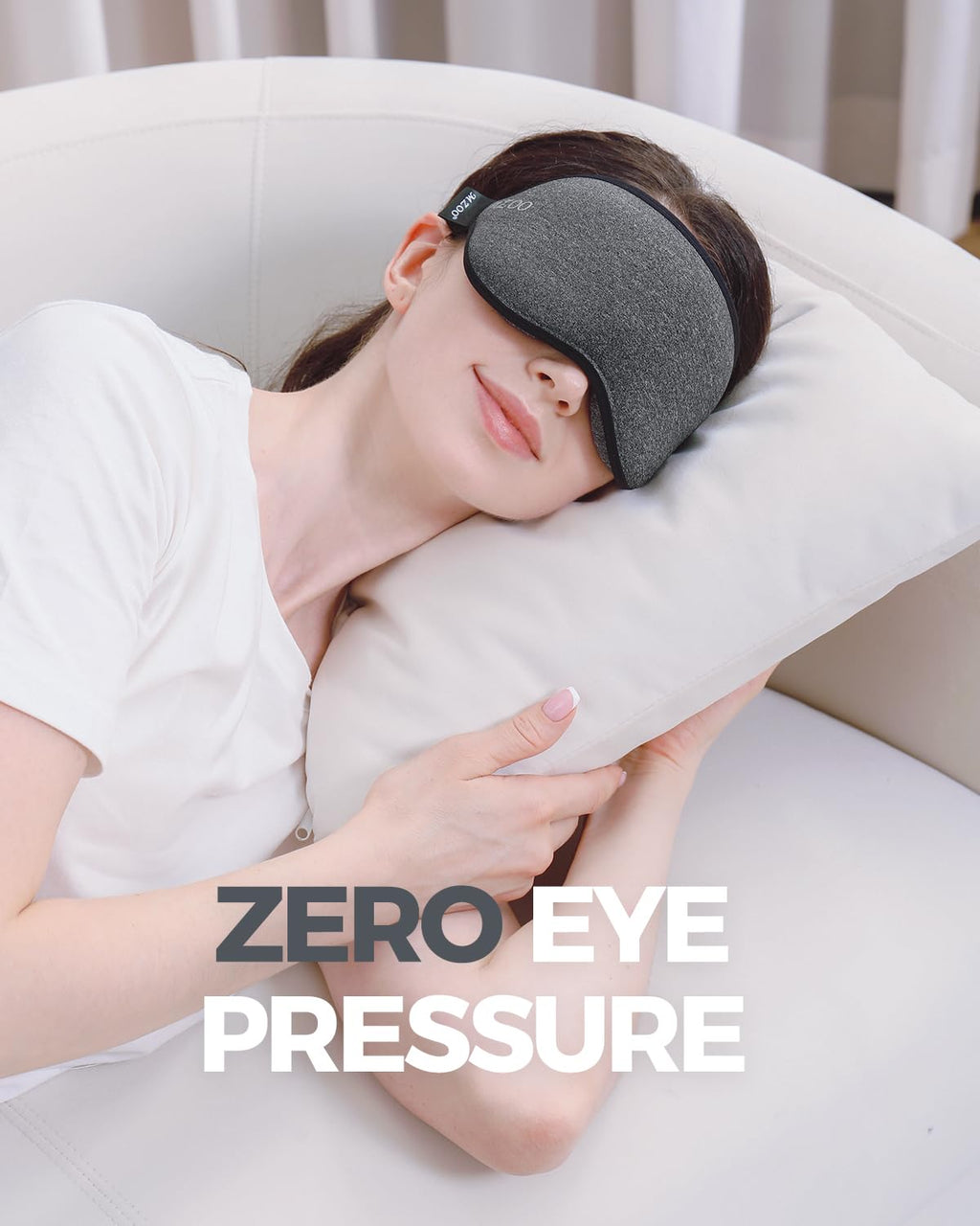 MZOO Luxury Sleep Mask for Back and Side Sleeper, 100% Block Out Light Sleeping Eye Mask for Women Men, Zero Eye Pressure 3D Con
