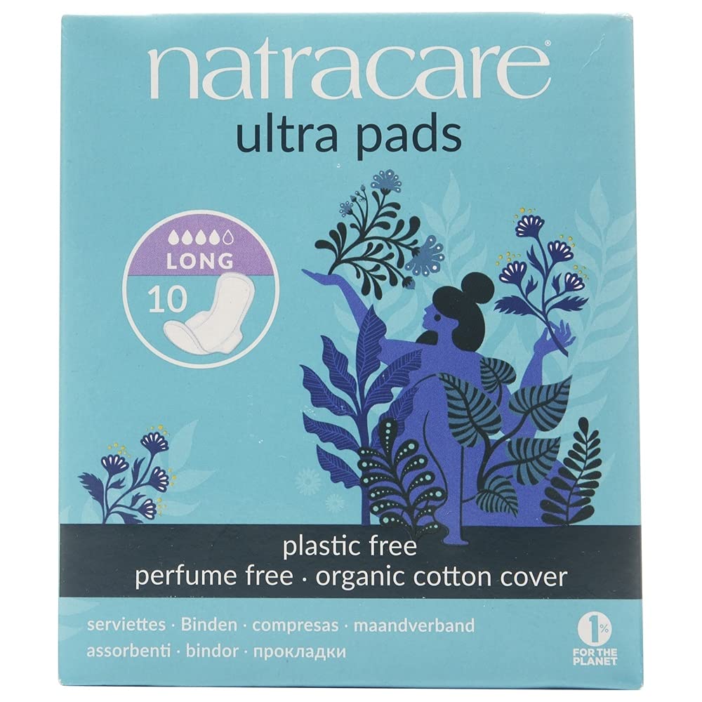 Ultra Pads,Organic Cotton Cover,Long Natracare 10 Pads Box