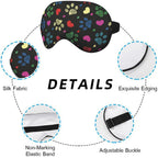 NOHSHE Paw Hearts Print Sleep Eye Mask Colorful Love Pet Footprints Black Silk Eye Mask Sleeping Soft Eye Shade Cover for Men Wo