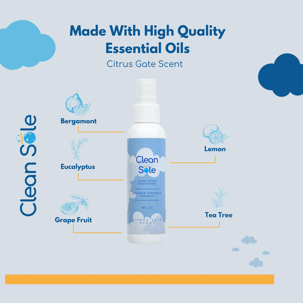 Clean Sole Shoe Odor Destroyer - Shoe Odor and Foot Odor Eliminating Spray Extra Strength Formula to Remove and Prevent Shoe Odo