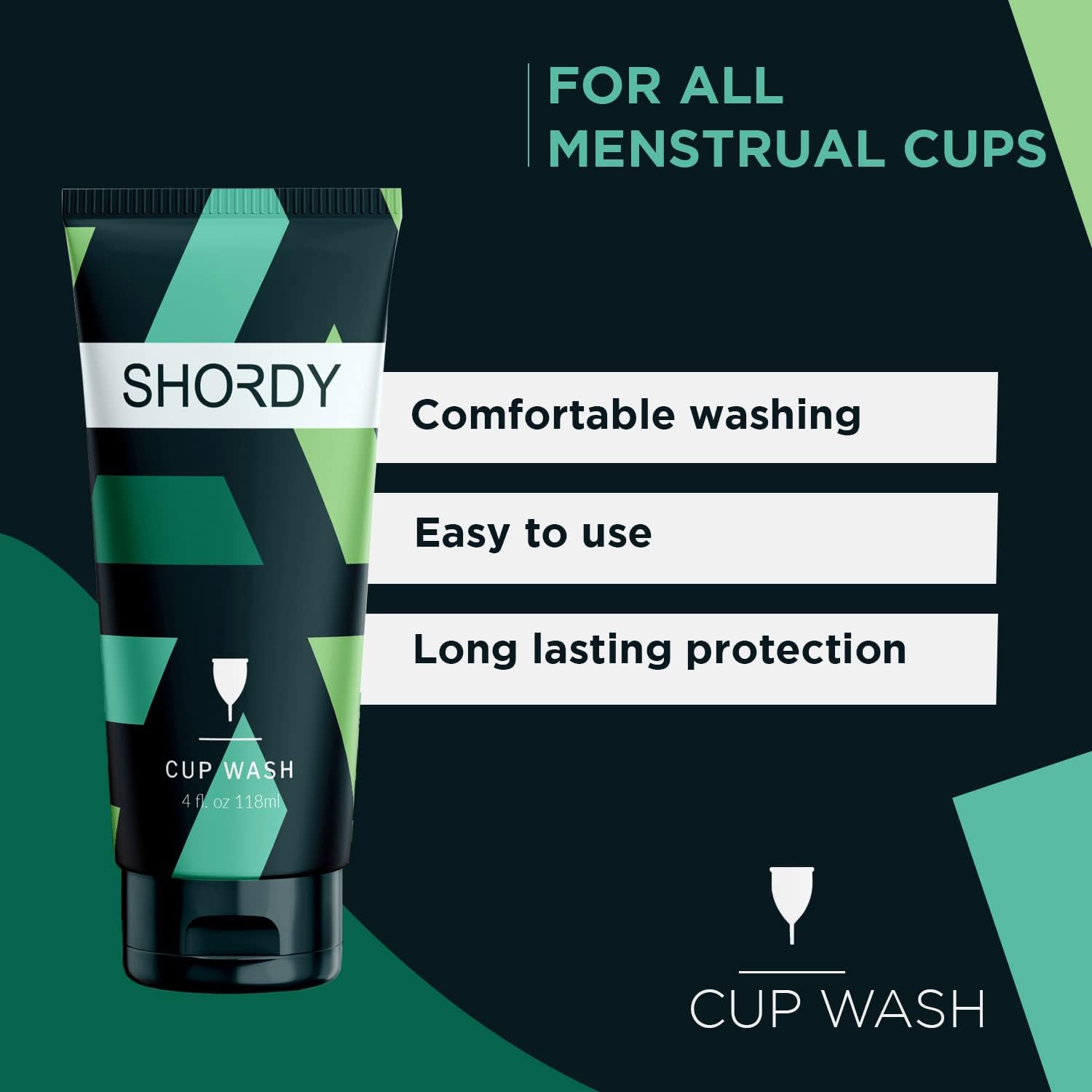 SHORDY Menstrual Cup Wash & Cleaner - pH-Balanced, Unscented Feminine Cleanser for Period Cups & Discs | Natural Silicone Soap,