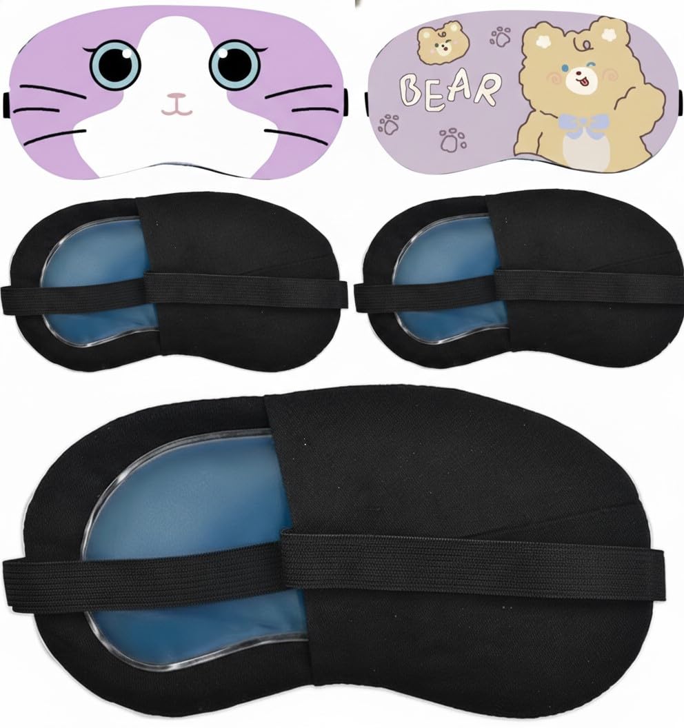 Cooling Gel Eye Mask For Sleeping (Pack Of 2)  Soft Blackout Sleep Mask For Kids & Adults  Cold Therapy Compress For Puffy Eye