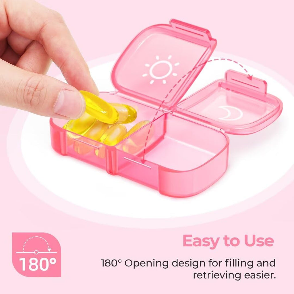 AUVON XL Weekly Pill Organizer 2 Times a Day with One-Side Large Opening Design for Easy Filling, AM PM Pill Box 7 Day, Portable